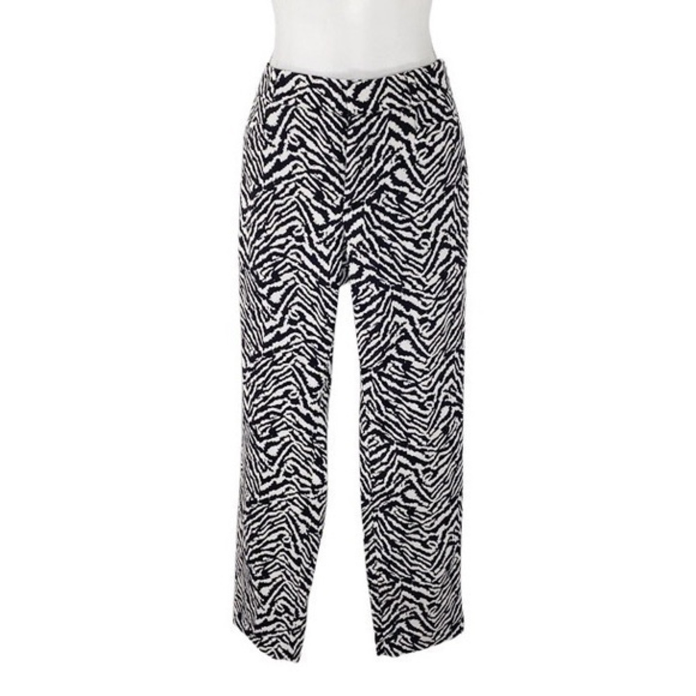 NWT Banana Republic Sloan black off white zebra knit Ankle pants 6